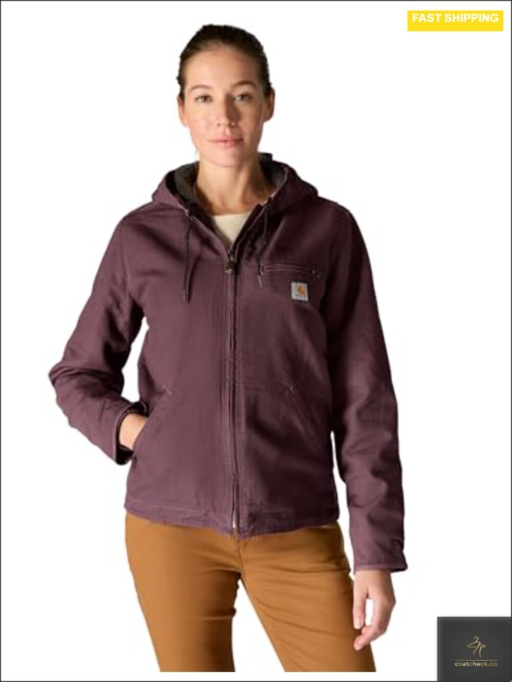 Carhartt Women's Washed Duck Sierra Jacket Sherpa Lined Cotton Work Coat
